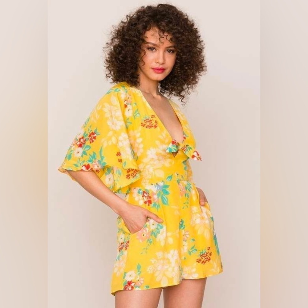 NEW Yumi Kim Silk Cast Away‎ Romper Happy Days Yellow M